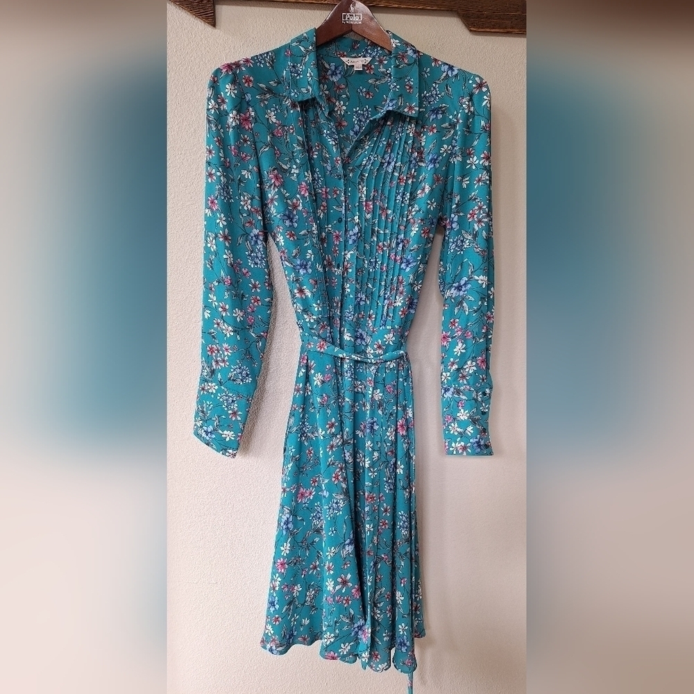 Nanette Lepore Womens Long Sleeve Knee Length Floral Dress Size 6